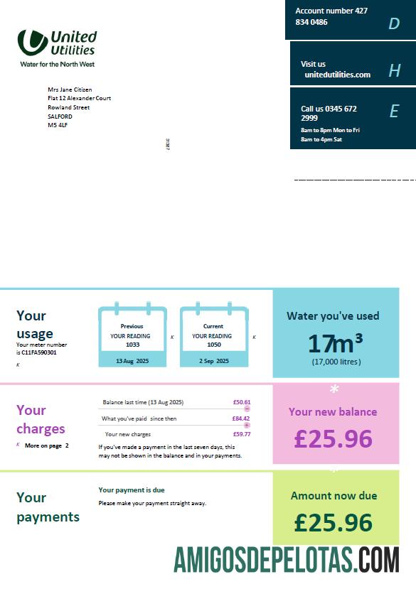 realista Modelo de fatura de serviços públicos do Reino Unido em formatos Word e PDF